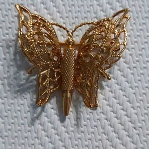 Monet Filgree Butterfly Goldtone Brooch Pin